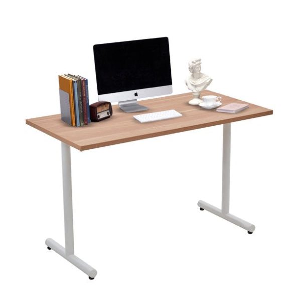 Vicllax Home Office Desk Writing 47 inch Scratch-Resistant Particleboard Computer Workstation Modern Gaming Desk Yellow Walnut Supply - Image 2