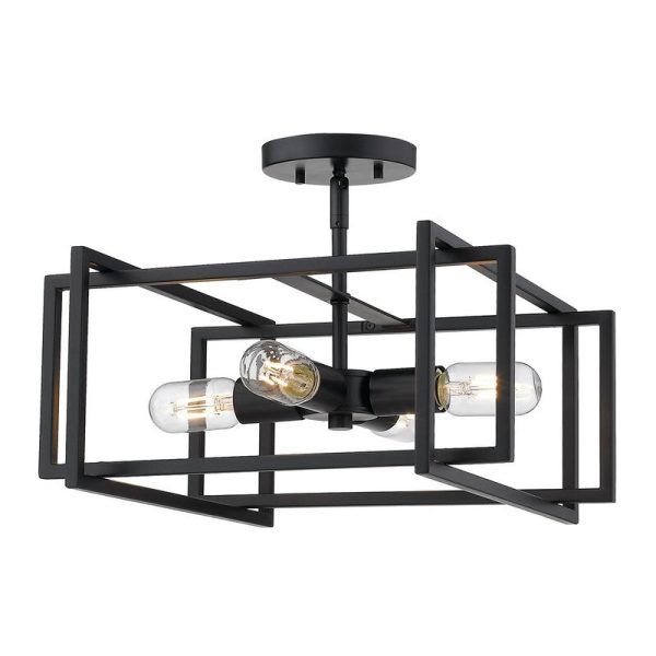 Cartee 4 - Light 15.5   Caged Square Rectangle Semi Flush Mount For Cheap