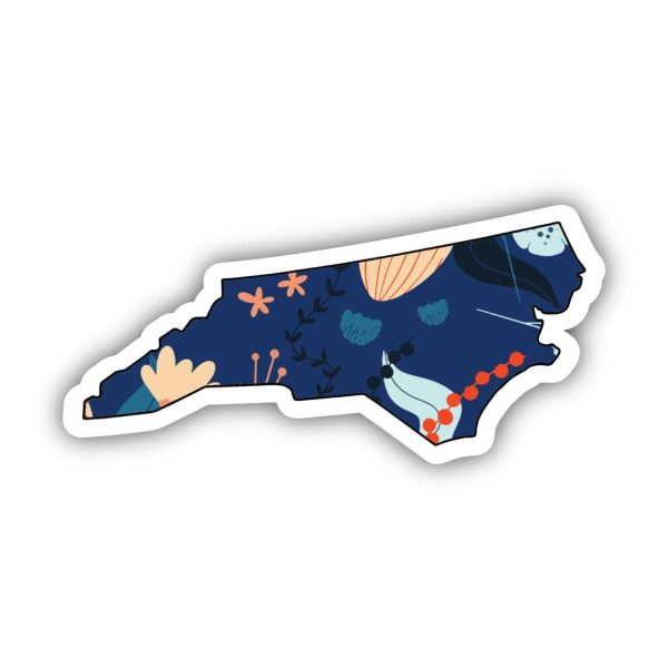North Carolina Blue Floral Abstract Sticker Supply